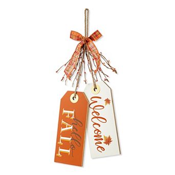 Glitzhome 24”h Wooden Door Hanger, Hanging Wall Sign Decor For Fall Harvest