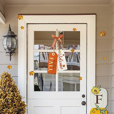 Glitzhome 24”h Wooden Door Hanger, Hanging Wall Sign Decor For Fall Harvest