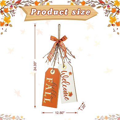 Glitzhome 24”h Wooden Door Hanger, Hanging Wall Sign Decor For Fall Harvest