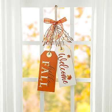 Glitzhome 24”h Wooden Door Hanger, Hanging Wall Sign Decor For Fall Harvest