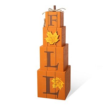 Glitzhome 25.5"h Halloween/fall Wood Reversible Boxed Porch Decor