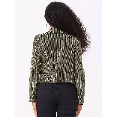 Sparkly Cropped Cardigan for Women's Open Front Sequin Bolero Shrug