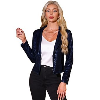 Sparkly Cropped Cardigan for Women's Open Front Sequin Bolero Shrug