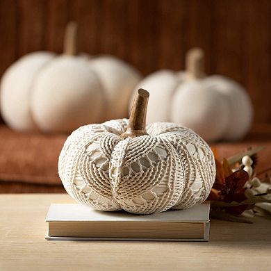 Haven Living Bohemian Cream Plush Pumpkins Table Decor 3-Piece Set