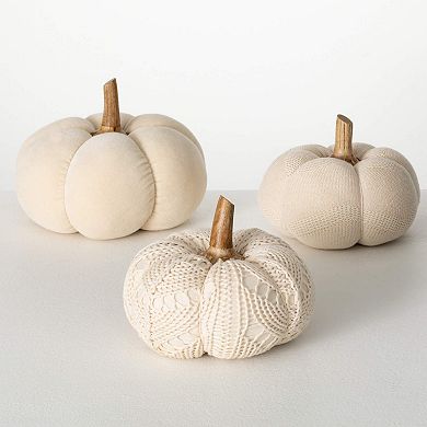 Haven Living Bohemian Cream Plush Pumpkins Table Decor 3-Piece Set