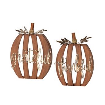 Haven Living Wooden Caption Box Pumpkins Table Decor 2 pc Set