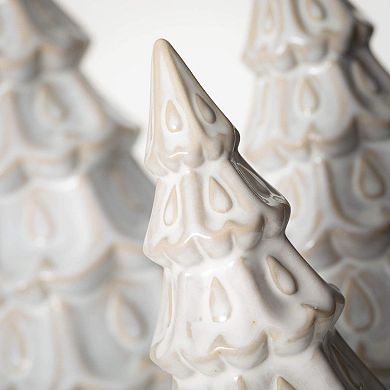 Haven Living Ceramic Cream Christmas Tree Table Decor 3-Piece Set