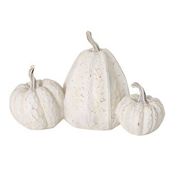 Haven Living Rustic White Resin Pumpkin Trio Floor Decor