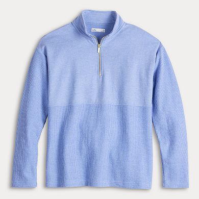 Women's Croft & Barrow® Quarter-Zip Waffle Knit Pullover