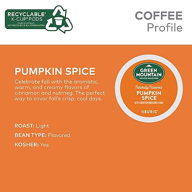 Keurig Green Mountain Coffee Roasters Pumpkin Spice Coffee Single-Serve K-Cup Pods, Light Roast, 24 Count