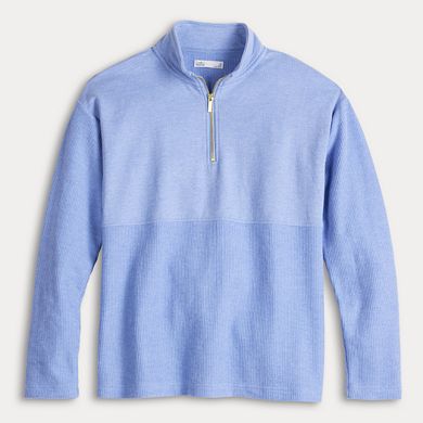 Petite Croft & Barrow® Quarter Zip Waffle Pullover