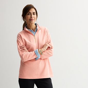 Petite Croft & Barrow® Quarter Zip Waffle Pullover