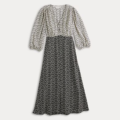Women's LC Lauren Conrad V-Neck Button Front Midi Dress