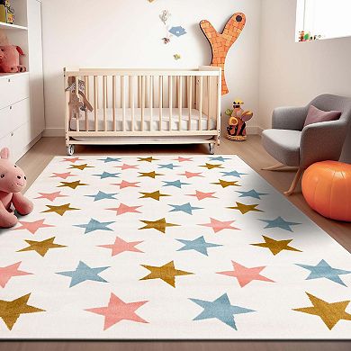 Unique Loom Twinkle Whimsy Kids Throw or Area Rug