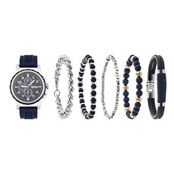 American Exchange Men's Navy Analog Watch & Stackable Bracelet Set