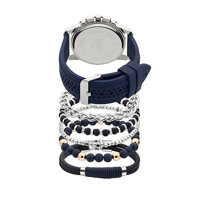 American Exchange Men's Navy Analog Watch & 5-pc. Stackable Bracelet Set