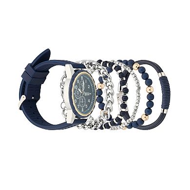 American Exchange Men's Navy Analog Watch & 5-pc. Stackable Bracelet Set