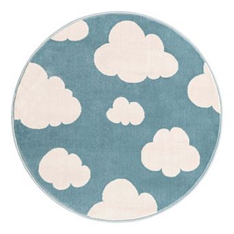 Unique Loom Clouds Whimsy Kids Throw or Area Rug