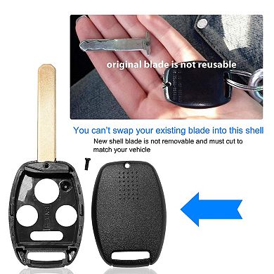 Black, Keyless Entry Remote Shell Cases For Honda Accord Set Of 2