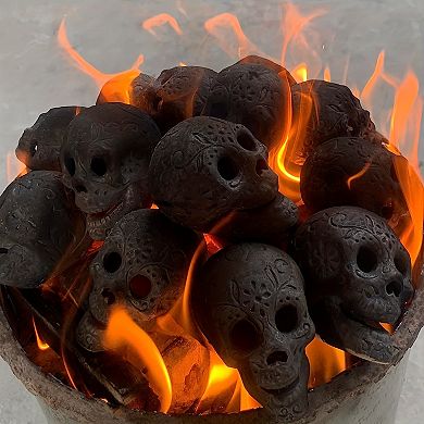 Halloween Fire Pit Skull Ceramic Props Reusable Fireproof Decor