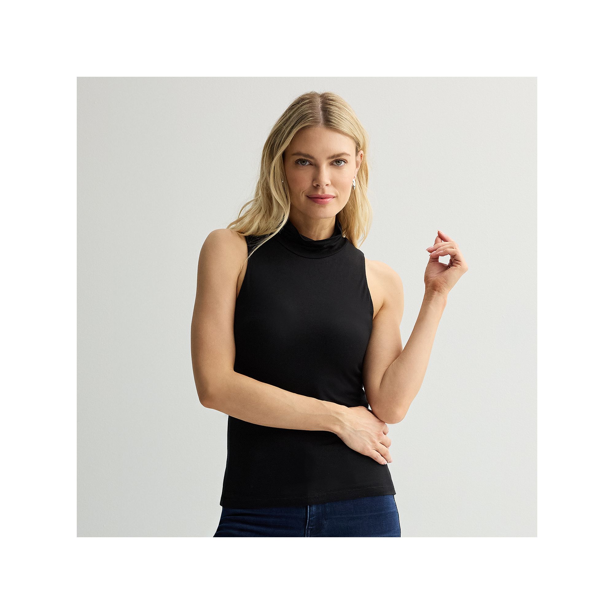 Womens INTEMPO™ Mock Neck Tank Top, Size: XS, Black
