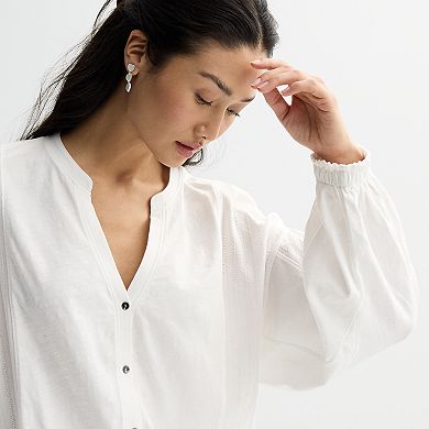 Women's Grey State Button Down Blouse