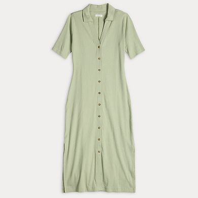 Women's Grey State Button Down Ribbed Dress