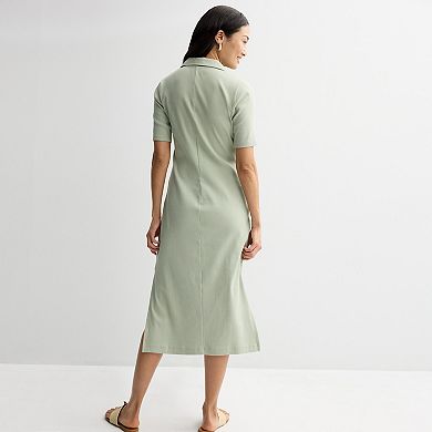Women's Grey State Button Down Ribbed Dress