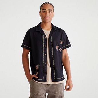 Men's Aeropostale Linen Embroidered Button Down