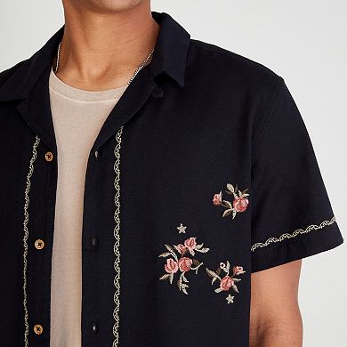 Men's Aeropostale Linen Embroidered Button Down Shirt