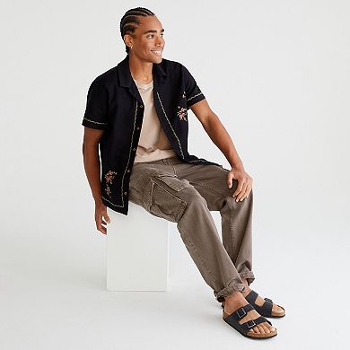 Men's Aeropostale Linen Embroidered Button Down Shirt