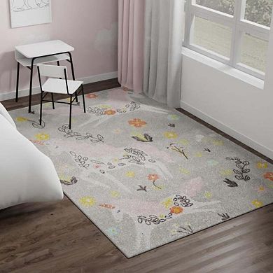 Unique Loom Unicorns Whimsy Kids Throw or Area Rug