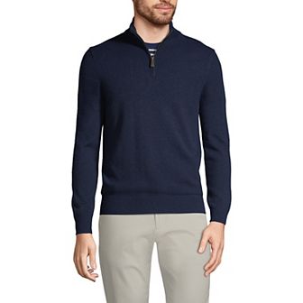 Big & Tall Lands' End Tall Fine Gauge Cashmere Quarter Zip Pullover
