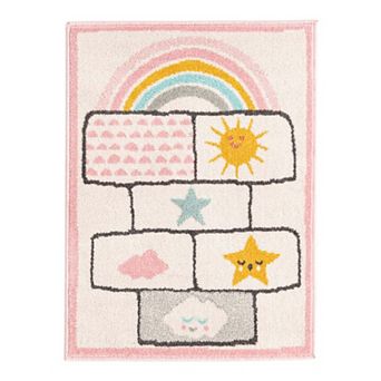 Unique Loom Hopscotch Whimsy Kids Throw or Area Rug
