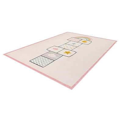 Unique Loom Hopscotch Whimsy Kids Throw or Area Rug