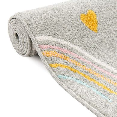 Unique Loom Rainbow, Stars, And Clouds Whimsy Kids Throw or Area Rug
