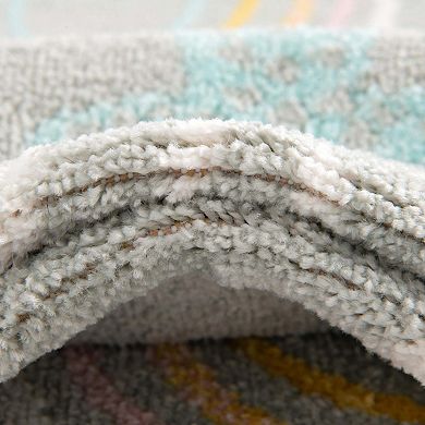 Unique Loom Rainbow, Stars, And Clouds Whimsy Kids Throw or Area Rug