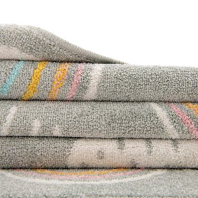 Unique Loom Rainbow, Stars, And Clouds Whimsy Kids Throw or Area Rug