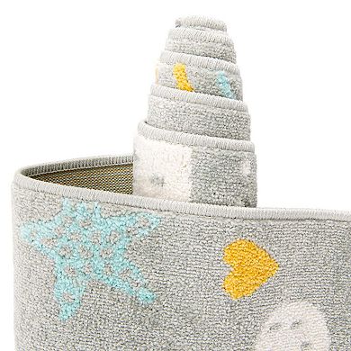 Unique Loom Rainbow, Stars, And Clouds Whimsy Kids Throw or Area Rug