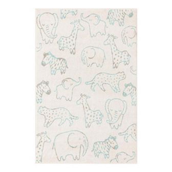 Unique Loom Safari Animals Whimsy Kids Throw or Area Rug