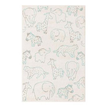 Unique Loom Safari Animals Whimsy Kids Throw or Area Rug