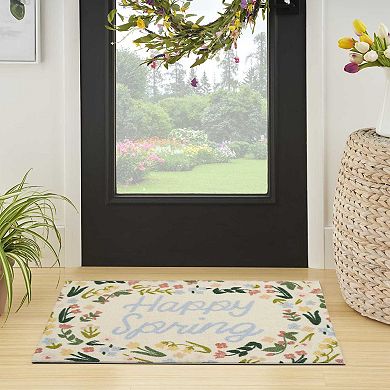 Celebrate Together™ Spring Floral "Happy Spring" Printed Throw Rug
