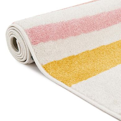 Unique Loom Rainbow Whimsy Kids Throw or Area Rug
