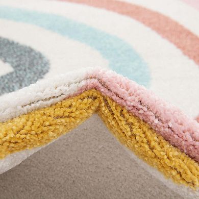 Unique Loom Rainbow Whimsy Kids Throw or Area Rug