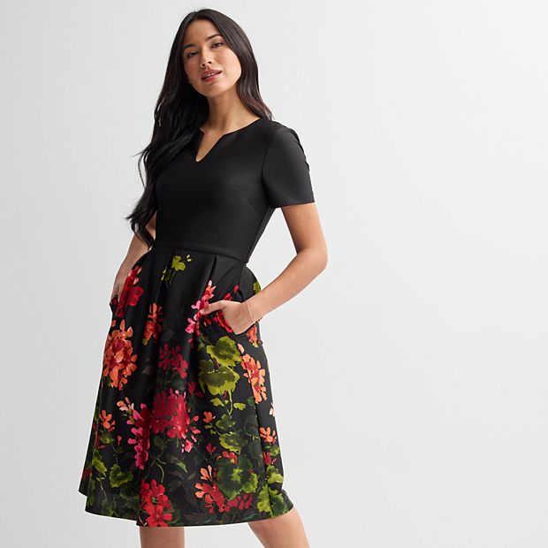 Women's Donna Ricco Print Short Sleeve A Line Dress