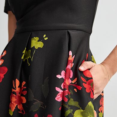 Women's Donna Ricco Print Short Sleeve A Line Dress