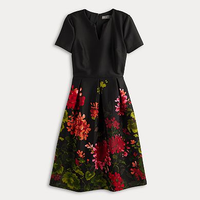 Women's Donna Ricco Print Short Sleeve A Line Dress