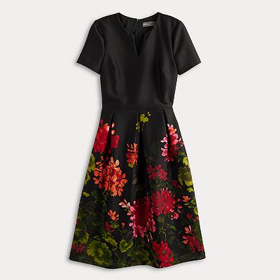 Women's Donna Ricco Print Short Sleeve A Line Dress