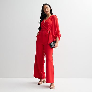 Women's Donna Ricco Long Sleeve Wrap Jumpsuit