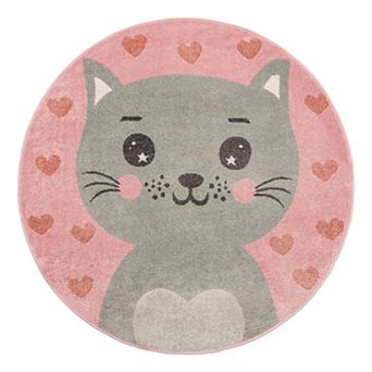 Unique Loom Meow Whimsy Kids Throw or Area Rug